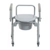 Steel Drop-Arm Commode with Wheels and Padded Armrests Image