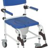 Aluminum Rehab Shower Commode Chair with Four Rear-locking Casters Image